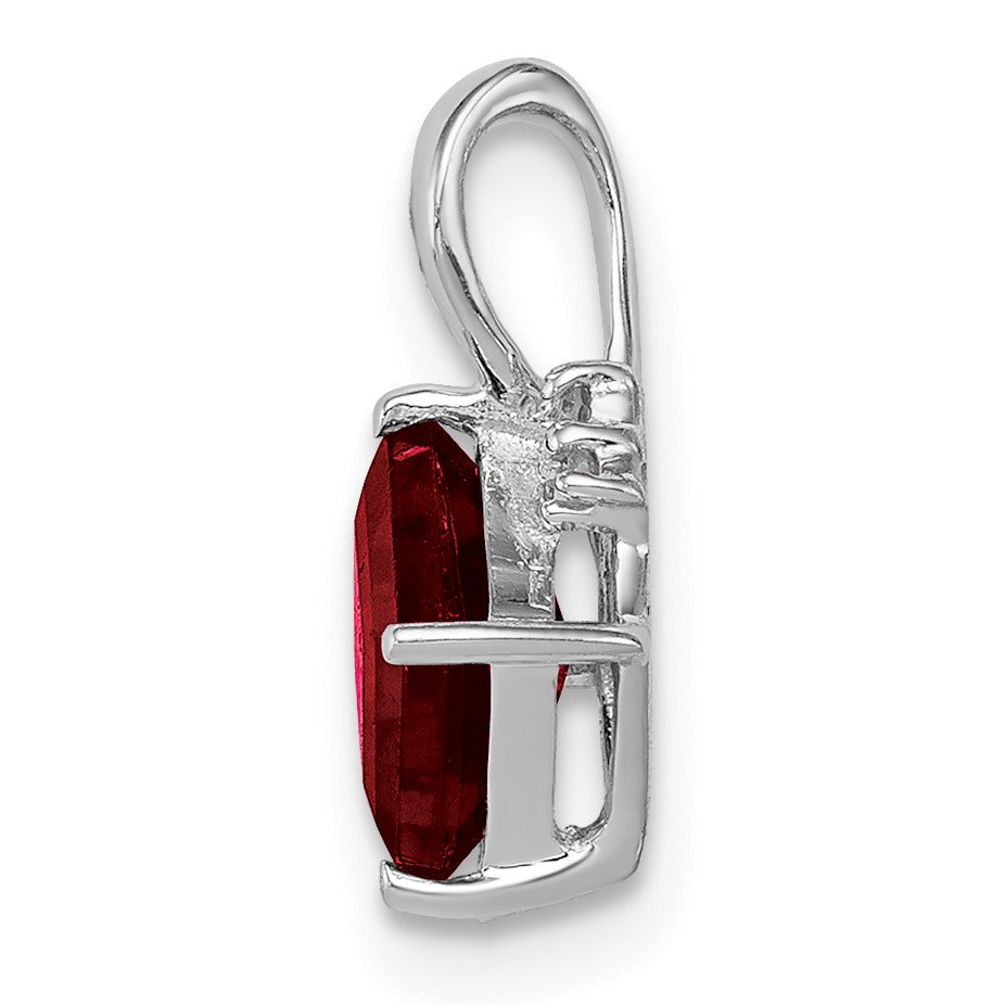Sterlingsilber Rhodiniert Diamant & Granat Quadratisch Anhänger