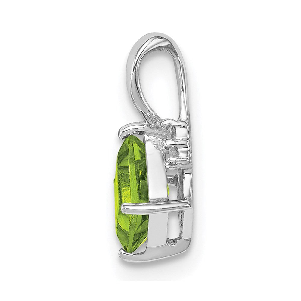 Sterlingsilber Rhodiniert Diamant und Peridot Quadratisch Anhänger