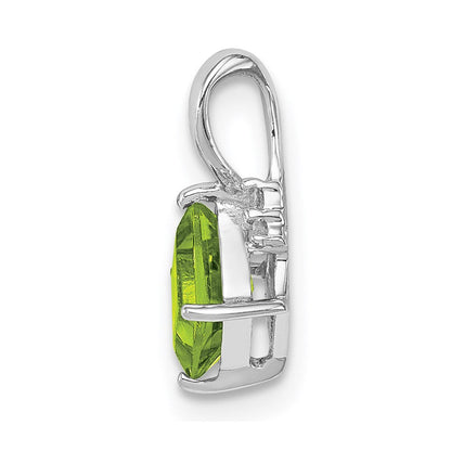 Sterlingsilber Rhodiniert Diamant und Peridot Quadratisch Anhänger