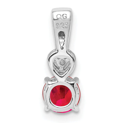 Sterlingsilber Rhodiniert Diamant & Rubin Rund Anhänger