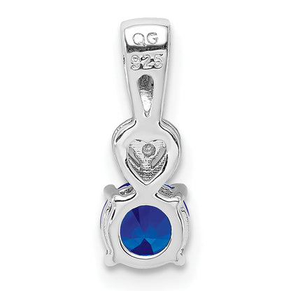 Sterlingsilber Rhodiniert Diamant & Saphir Rund Anhänger
