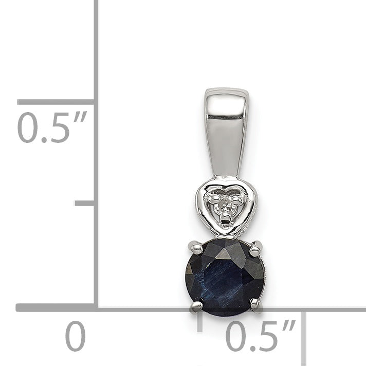 Sterlingsilber Rhodiniert Diamant & Saphir Rund Anhänger