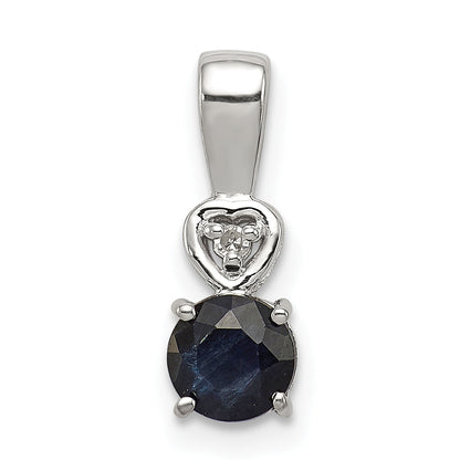 Sterlingsilber Rhodiniert Diamant & Saphir Rund Anhänger