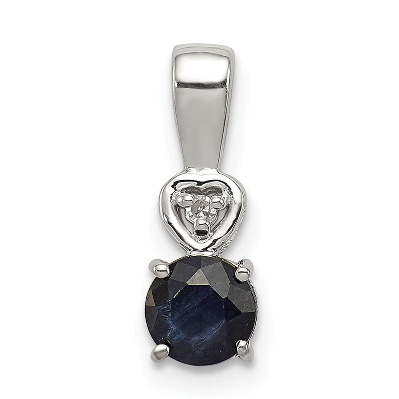 Sterlingsilber Rhodiniert Diamant & Saphir Rund Anhänger