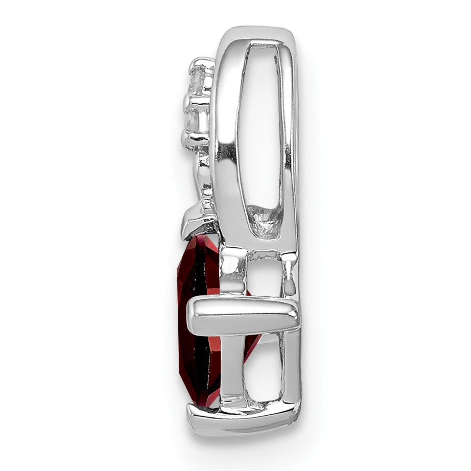 Sterlingsilber Rhodiniert Diamant & Granat Quadratisch Anhänger