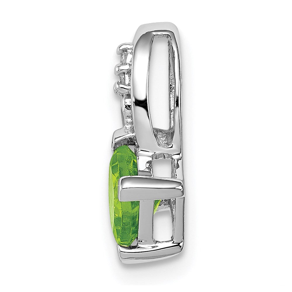 Sterlingsilber Rhodiniert Diamant und Peridot Quadratisch Anhänger