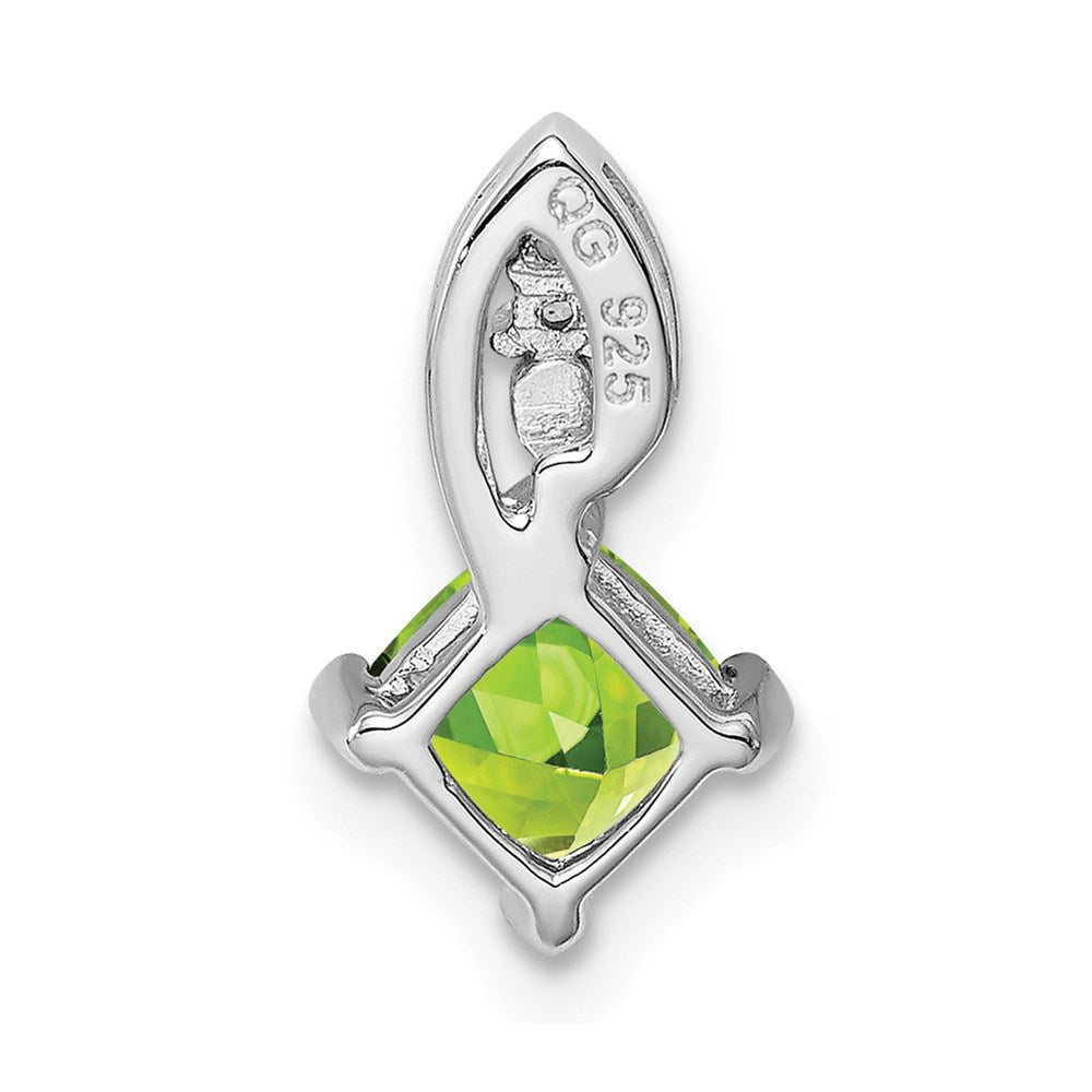 Sterlingsilber Rhodiniert Diamant und Peridot Quadratisch Anhänger