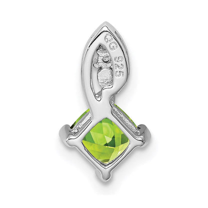 Sterlingsilber Rhodiniert Diamant und Peridot Quadratisch Anhänger