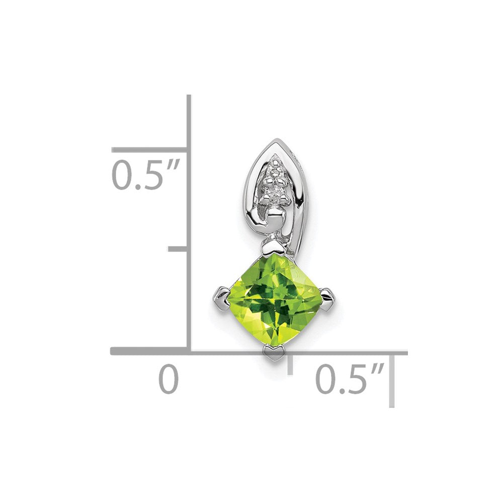 Sterlingsilber Rhodiniert Diamant und Peridot Quadratisch Anhänger