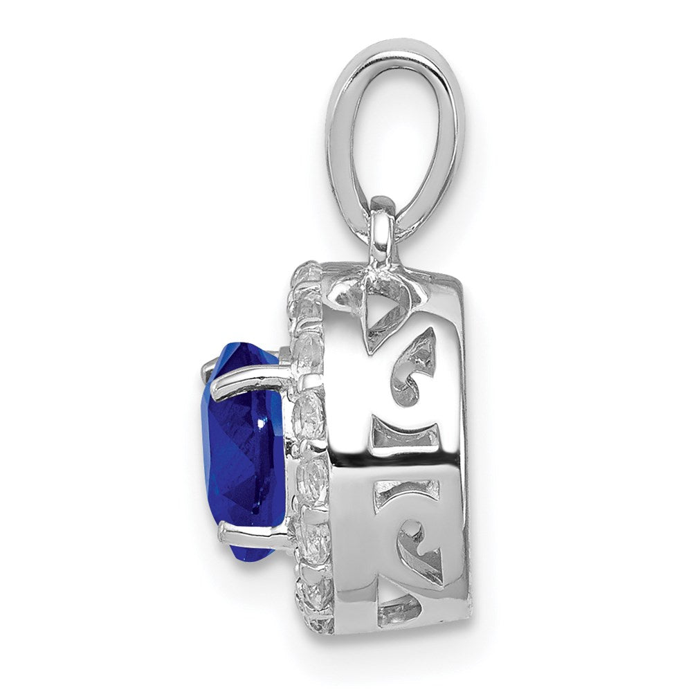 Sterlingsilber Rhodiniert Weiß Topas & Saphir Anhänger