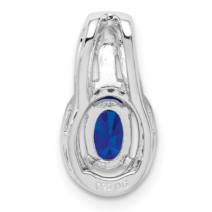 Sterlingsilber Rhodiniert Diamant & Saphir Oval Anhänger