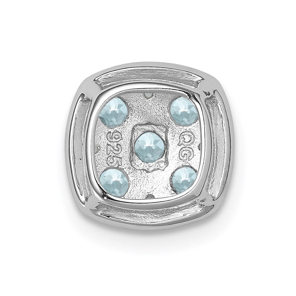 Sterlingsilber Rhodiniert Aquamarin Quadratisch Anhänger