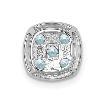 Sterlingsilber Rhodiniert Aquamarin Quadratisch Anhänger