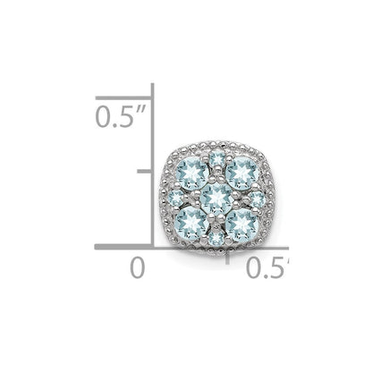 Sterlingsilber Rhodiniert Aquamarin Quadratisch Anhänger
