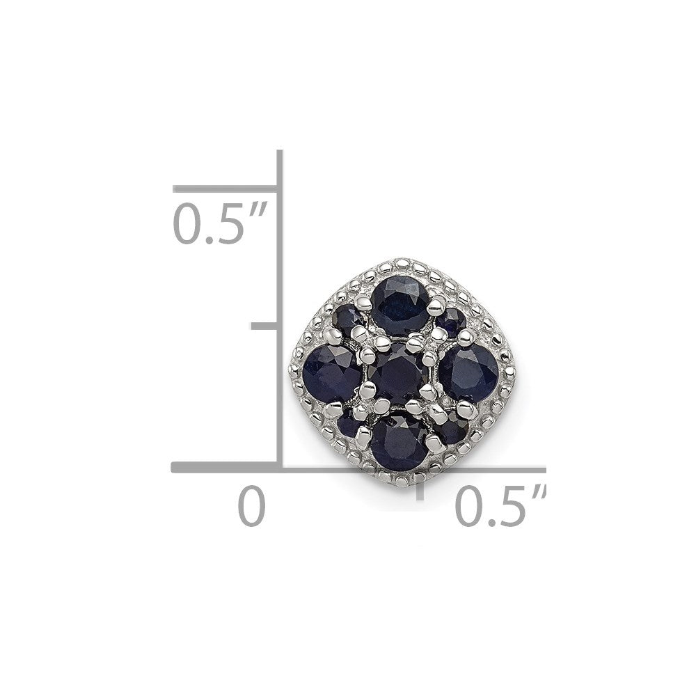Sterlingsilber Rhodiniert Saphir Quadratisch Anhänger