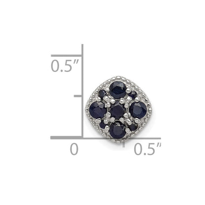 Sterlingsilber Rhodiniert Saphir Quadratisch Anhänger