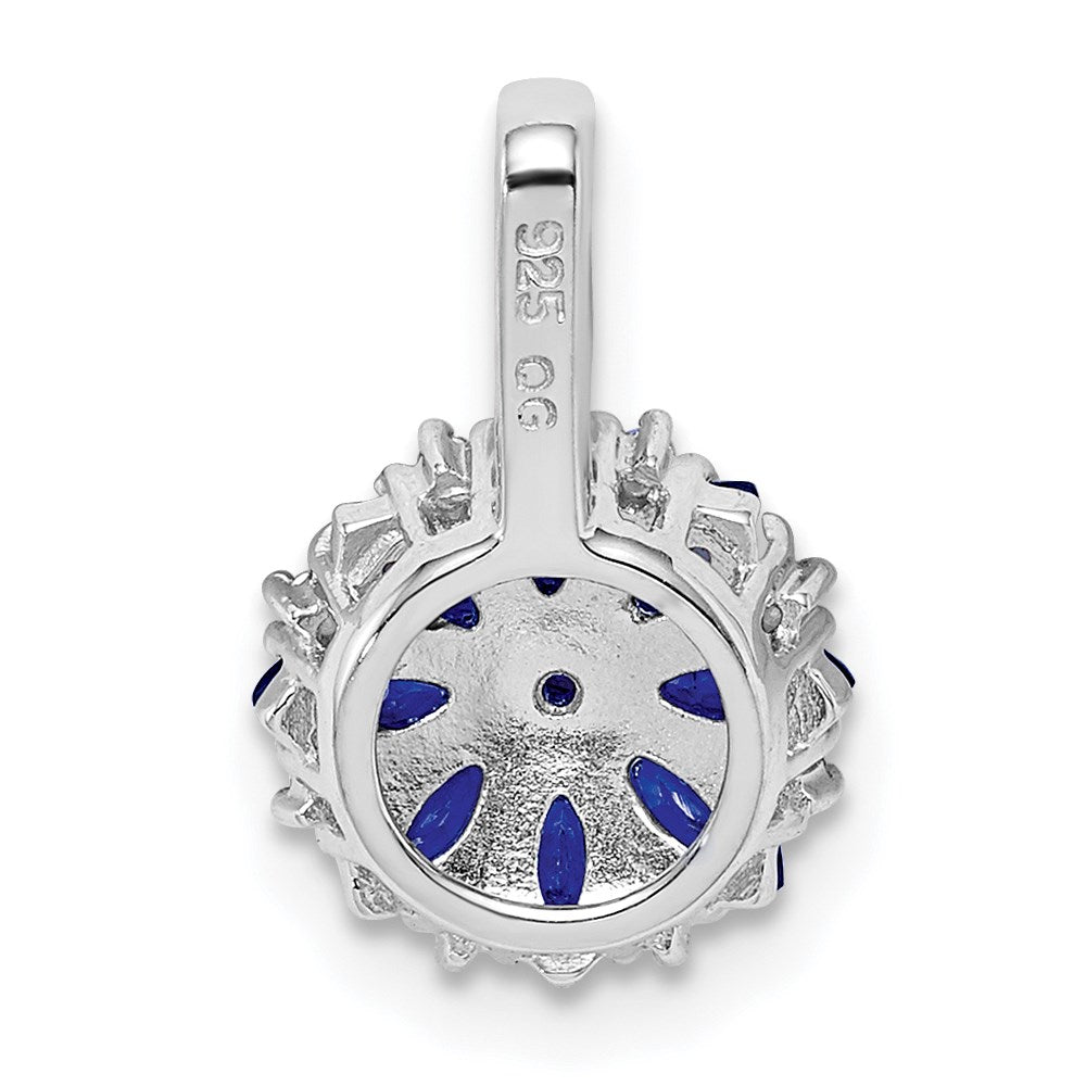Sterlingsilber Rhodiniert Diamant & Saphir Anhänger
