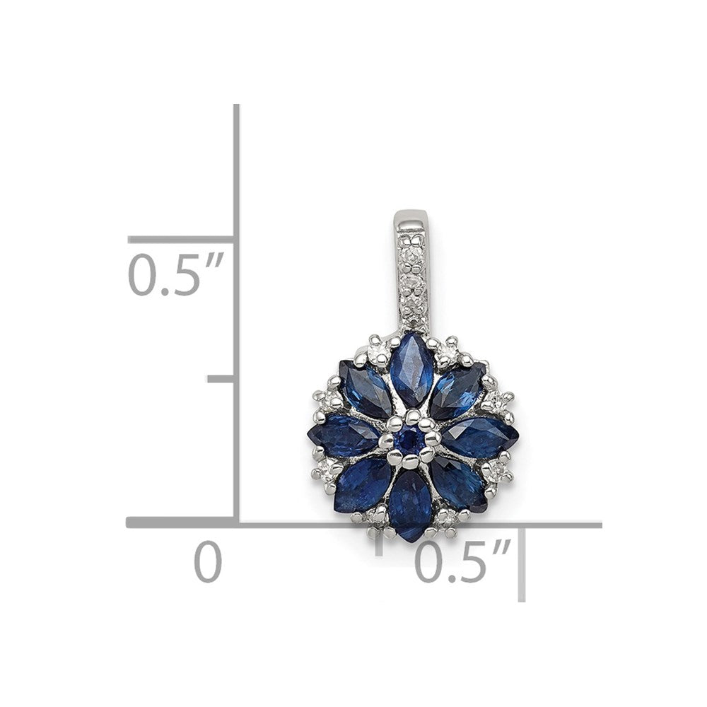 Sterlingsilber Rhodiniert Diamant & Saphir Anhänger