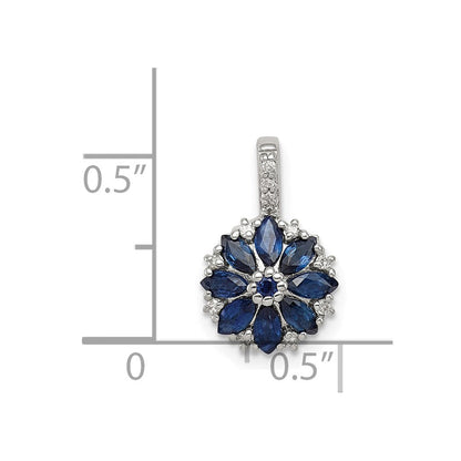 Sterlingsilber Rhodiniert Diamant & Saphir Anhänger
