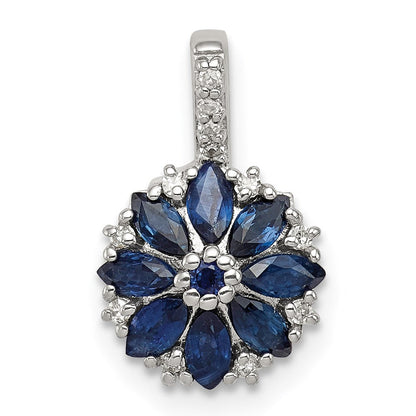 Sterlingsilber Rhodiniert Diamant & Saphir Anhänger