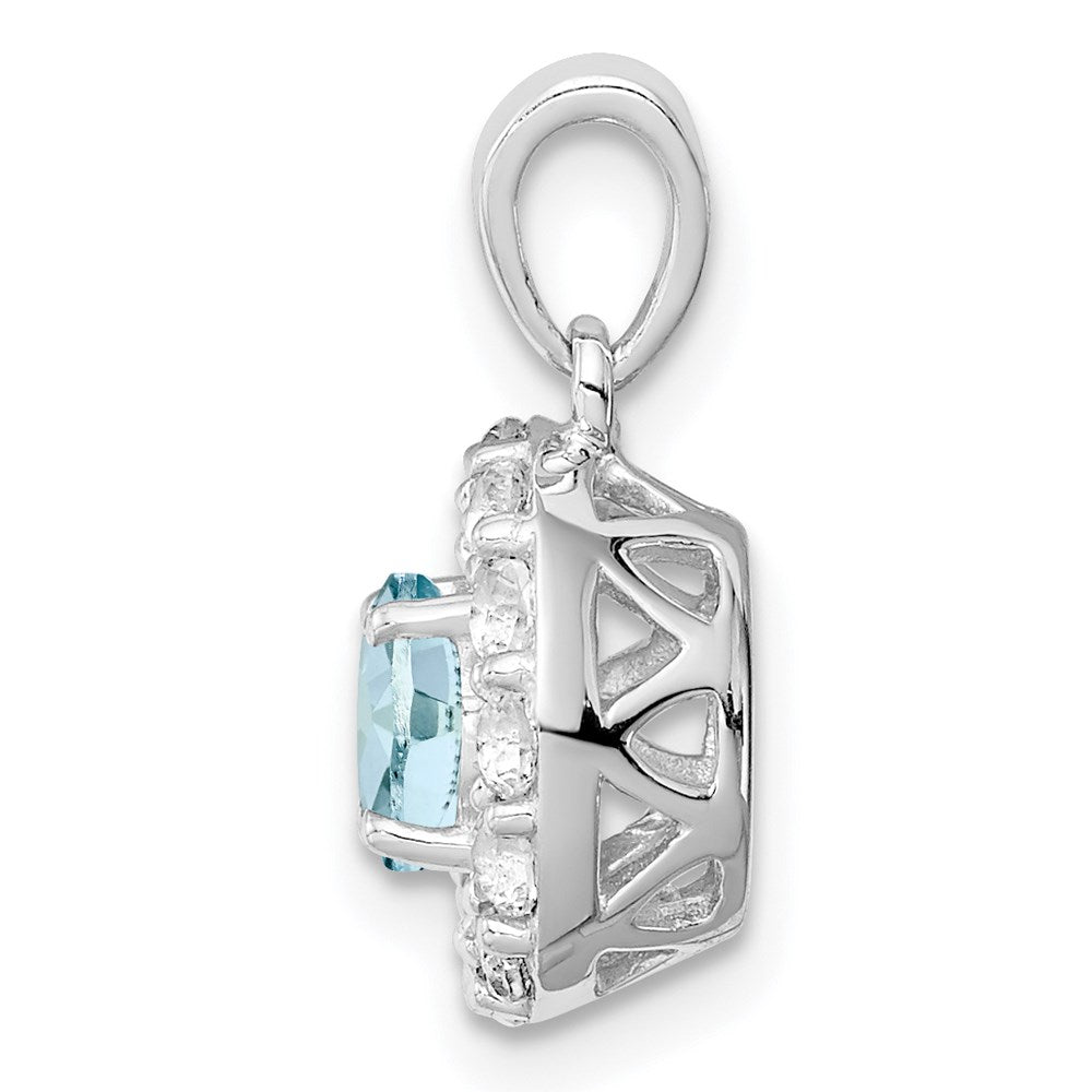 Sterlingsilber Rhodiniert Weiß Topas & Aquamarin Anhänger