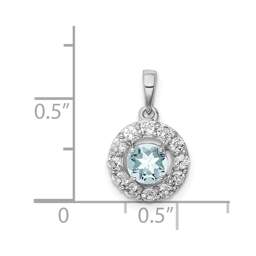 Sterlingsilber Rhodiniert Weiß Topas & Aquamarin Anhänger