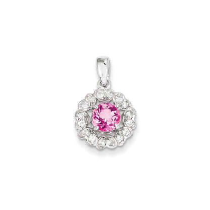 Sterlingsilber Rhodiniert Weiß Topas & Rosa Turmalin Anhänger