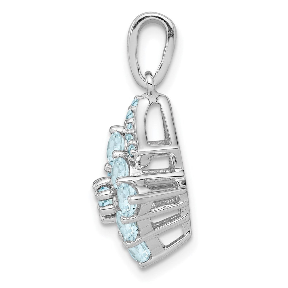 Sterlingsilber Rhodiniert Diamant & Aquamarin Anhänger