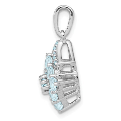 Sterlingsilber Rhodiniert Diamant & Aquamarin Anhänger