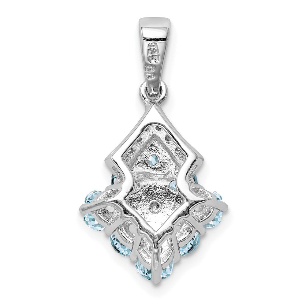 Sterlingsilber Rhodiniert Diamant & Aquamarin Anhänger