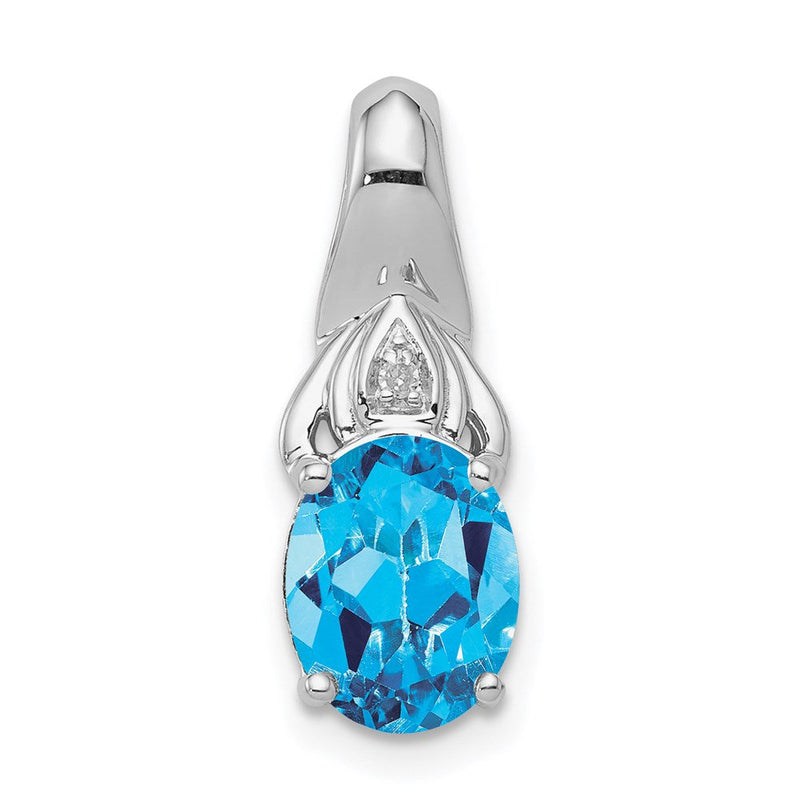 Rhodinierter Sterlingsilber-Anhänger mit Diamant und blauem Topas