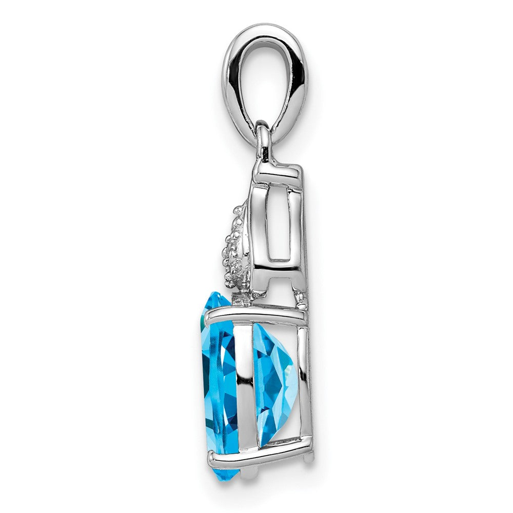 Rhodinierter Sterlingsilber-Anhänger mit Diamant und blauem Topas