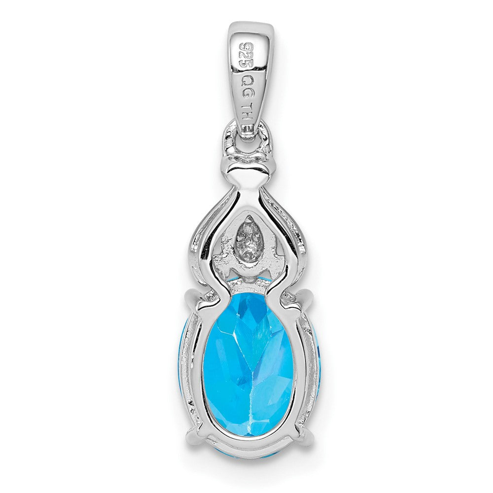 Rhodinierter Sterlingsilber-Anhänger mit Diamant und blauem Topas