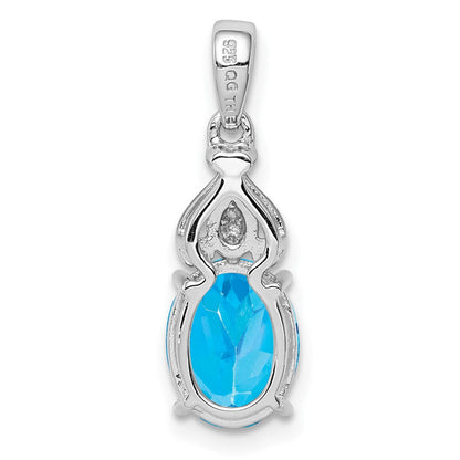 Rhodinierter Sterlingsilber-Anhänger mit Diamant und blauem Topas