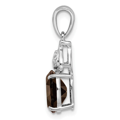 Sterlingsilber Rhodiniert Diamant und Rauch Quarz Anhänger
