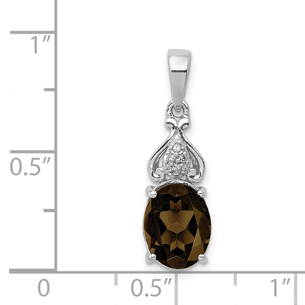 Sterlingsilber Rhodiniert Diamant und Rauch Quarz Anhänger