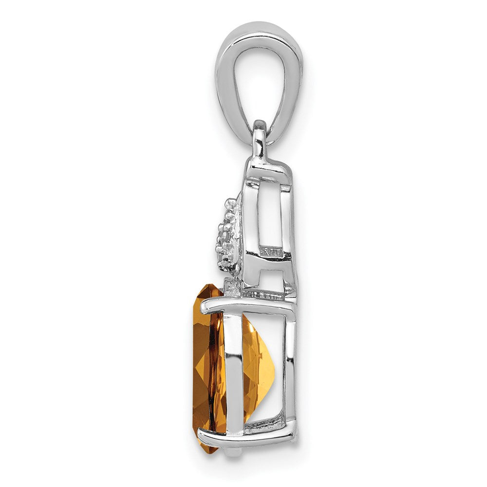 Rhodinierte Sterlingsilber-Halskette mit Diamant und Whiskeyquarz-Anhänger