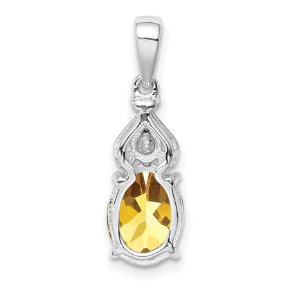 Rhodinierte Sterlingsilber-Halskette mit Diamant und Whiskeyquarz-Anhänger