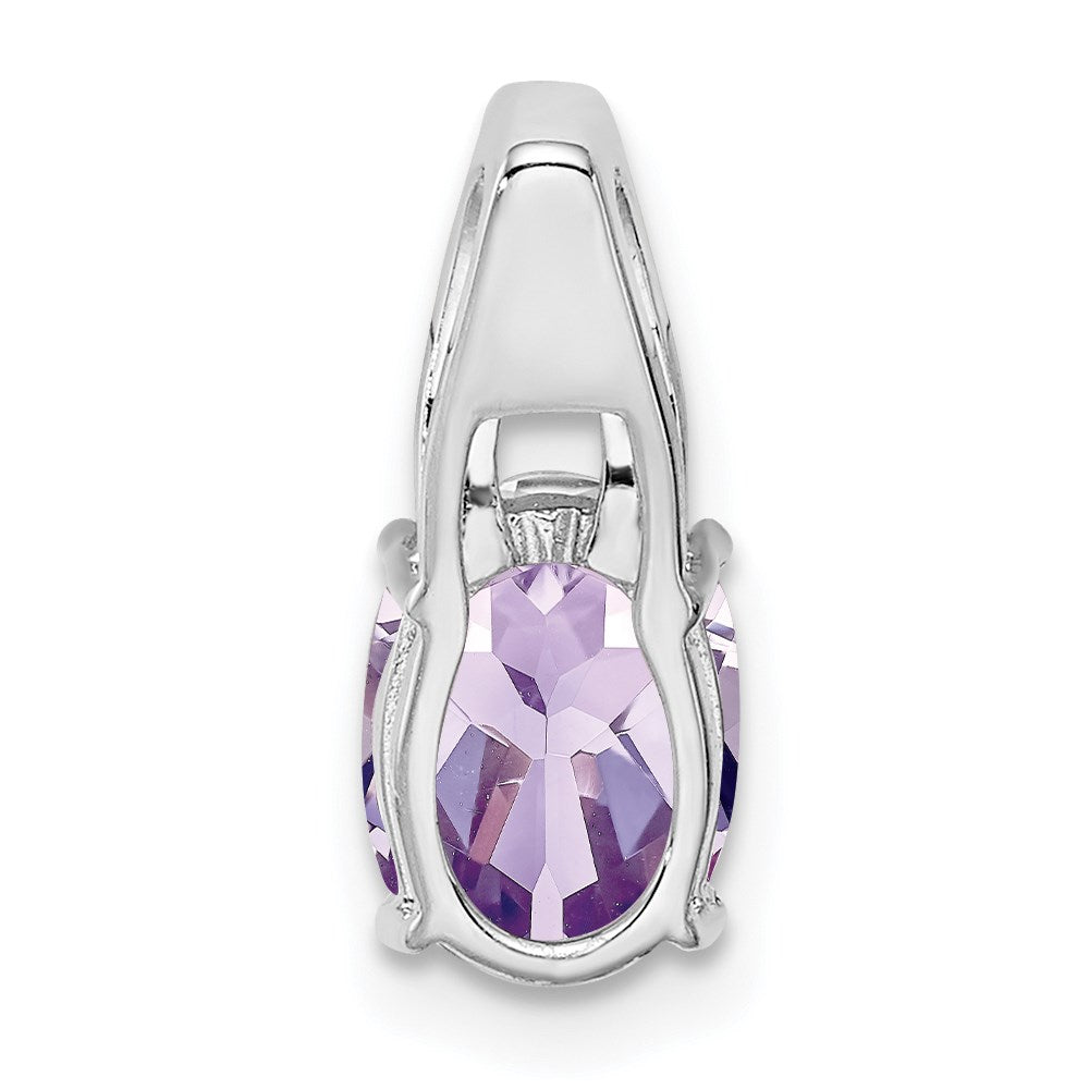 Rhodinierter Sterlingsilber-Anhänger mit ovalem Diamant und rosa Quarz