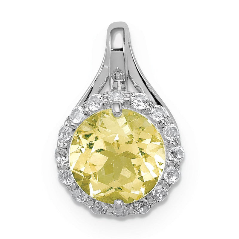 Kreis-Anhänger aus rhodiniertem Sterlingsilber mit weißem Topas und Zitronenquarz