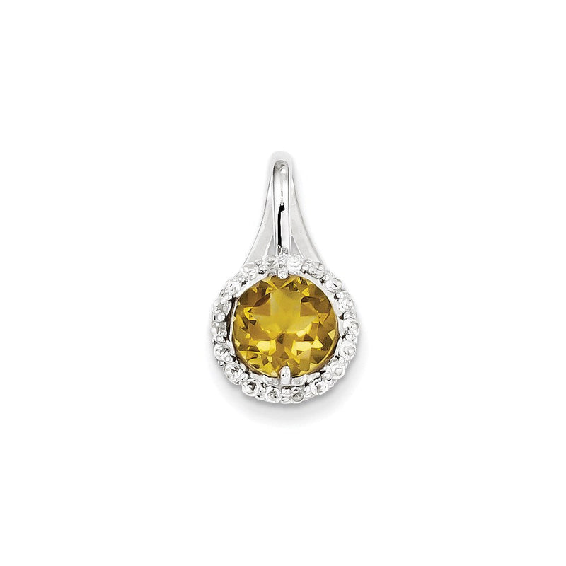 Sterlingsilber Anhänger mit weißem Topas & Whiskey-Quarz, Kreis-Design
