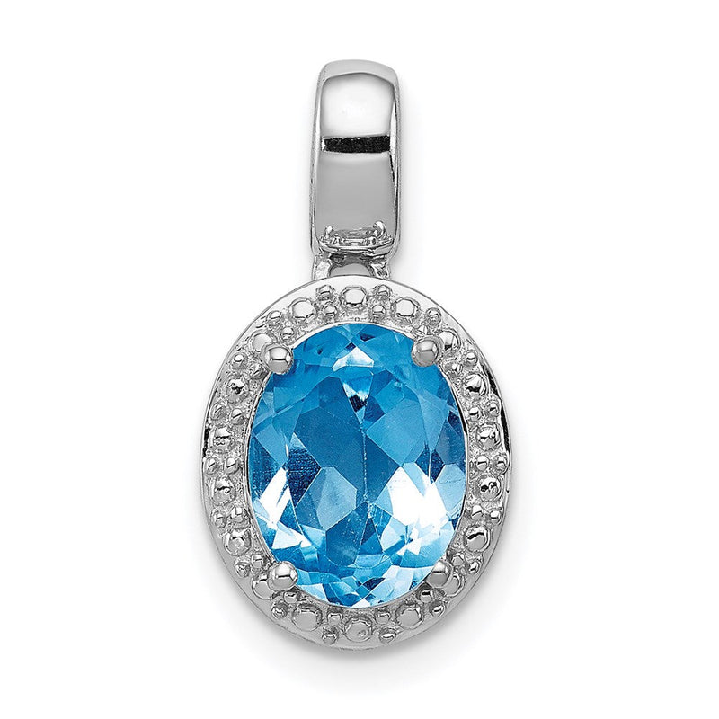 Rhodinierter Sterlingsilber-Anhänger mit ovalem Light Swiss Blue Topas