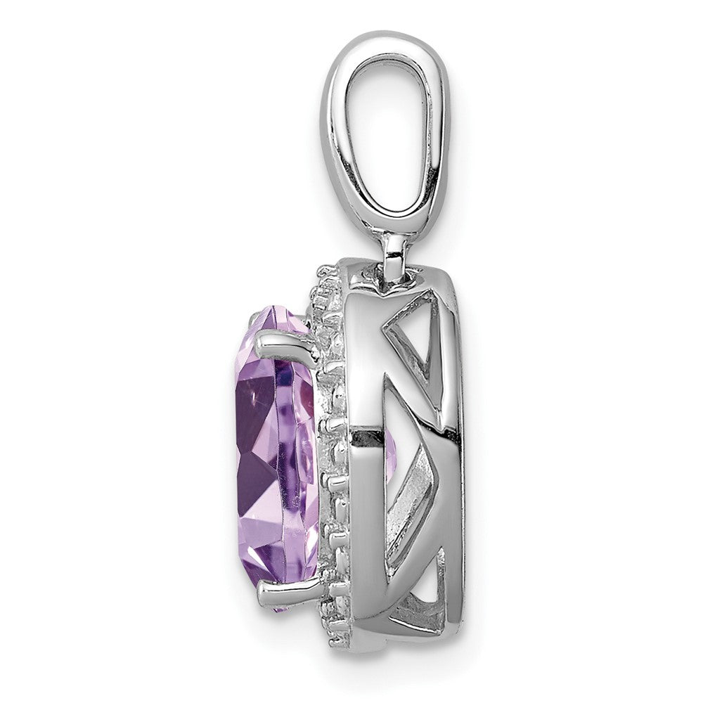 Anhänger aus rhodiniertem Sterlingsilber mit Rosaquarz