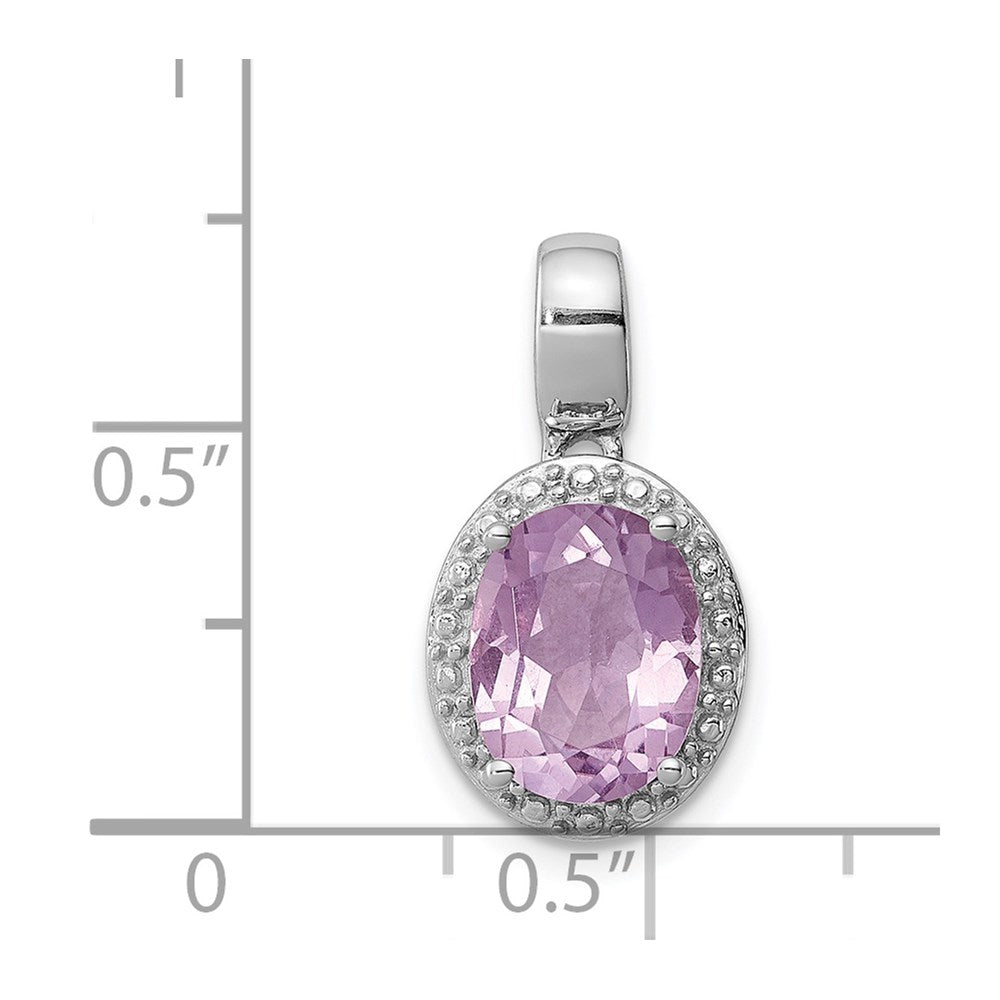 Anhänger aus rhodiniertem Sterlingsilber mit Rosaquarz