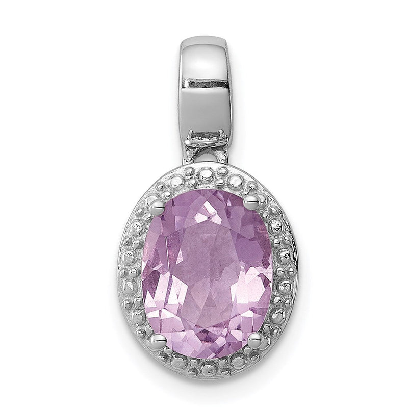 Anhänger aus rhodiniertem Sterlingsilber mit Rosaquarz