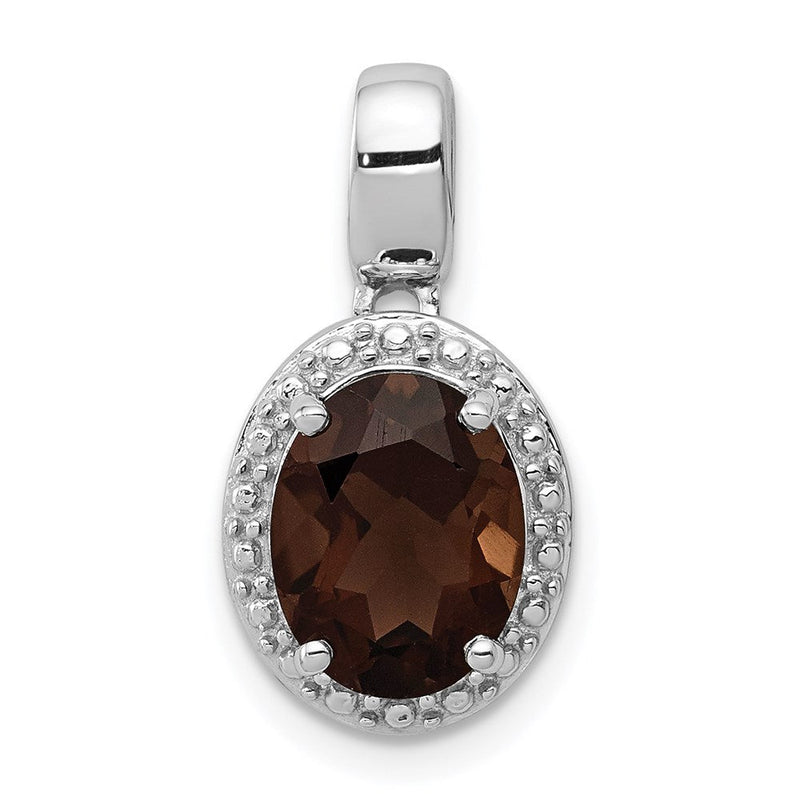 Rhodinierter Sterlingsilber-Anhänger mit ovalem Rauchquarz