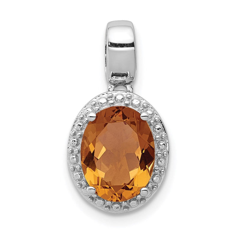 Rhodinierter Sterlingsilber-Anhänger mit ovalem Whiskeyquarz