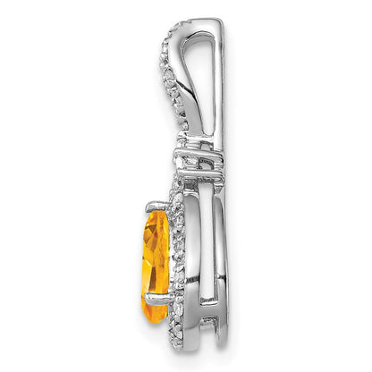 Rhodinierter Sterlingsilber-Anhänger mit Diamant und Citrin, Tropfenform