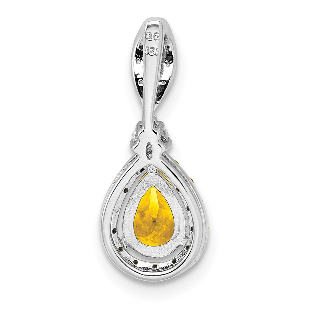 Rhodinierter Sterlingsilber-Anhänger mit Diamant und Citrin, Tropfenform