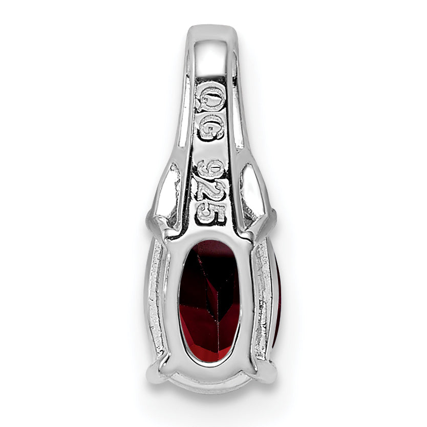 Rhodinierter Sterlingsilber-Anhänger mit oval geschliffenem Diamant und Granat